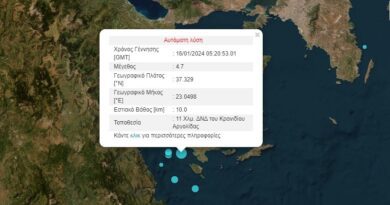 Σεισμική δόνηση 4,7 Ρίχτερ στον Αργολικό Κόλπο