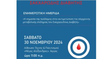 Δράση με θέμα «ΜΕΤΡΗΣΟΥ ΚΙ ΕΣΥ, ΜΙΑ ΣΤΑΓΟΝΑ ΑΡΚΕΙ» στο πλαίσιο εορτασμού της Παγκόσμιας Ημέρας Σακχαρώδη Διαβήτη