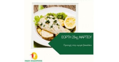 Εορτή 25ης Μαρτίου - Προσοχή στην αγορά βακαλάου