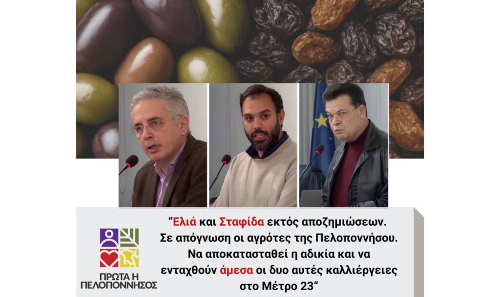 Ελιά και Σταφίδα εκτός αποζημιώσεων του Μέτρου 23 - Σε απόγνωση οι αγρότες της Πελοποννήσου