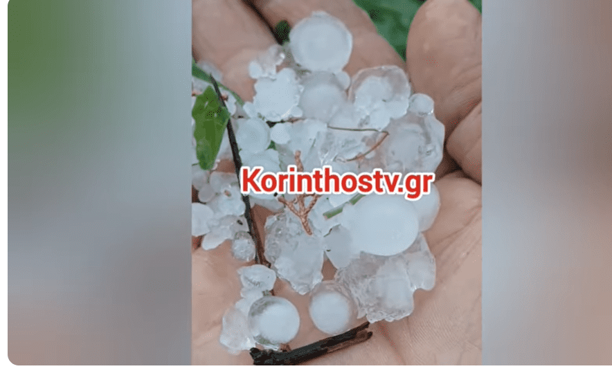 Χαλαζόπτωση στην Κορινθία – Ολοκληρωτική καταστροφή στις καλλιέργειες