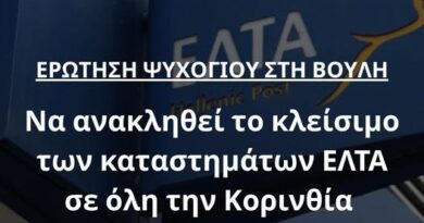 Γ. Ψυχογιός: Κανένα λουκέτο στα ΕΛΤΑ της Κορινθίας! Παρέμβαση με Ερώτηση στη Βουλή