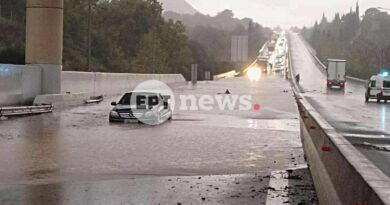 Πελοπόννησος: Πλημμύρισε ο αυτοκινητόδρομος του Μορέα