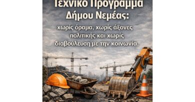 Παρέμβαση Αθανασίου Δημόπουλου στο Δημοτικό Συμβούλιο στη συζήτηση και ψήφιση για το Τεχνικό Πρόγραμμα του Δήμου Νεμέας