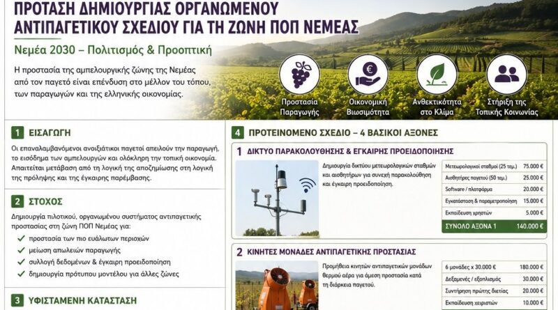Κοστολογημένη Πρόταση Δημιουργίας Οργανωμένου Αντιπαγετικού Σχεδίου για τη Ζώνη ΠΟΠ Νεμέας