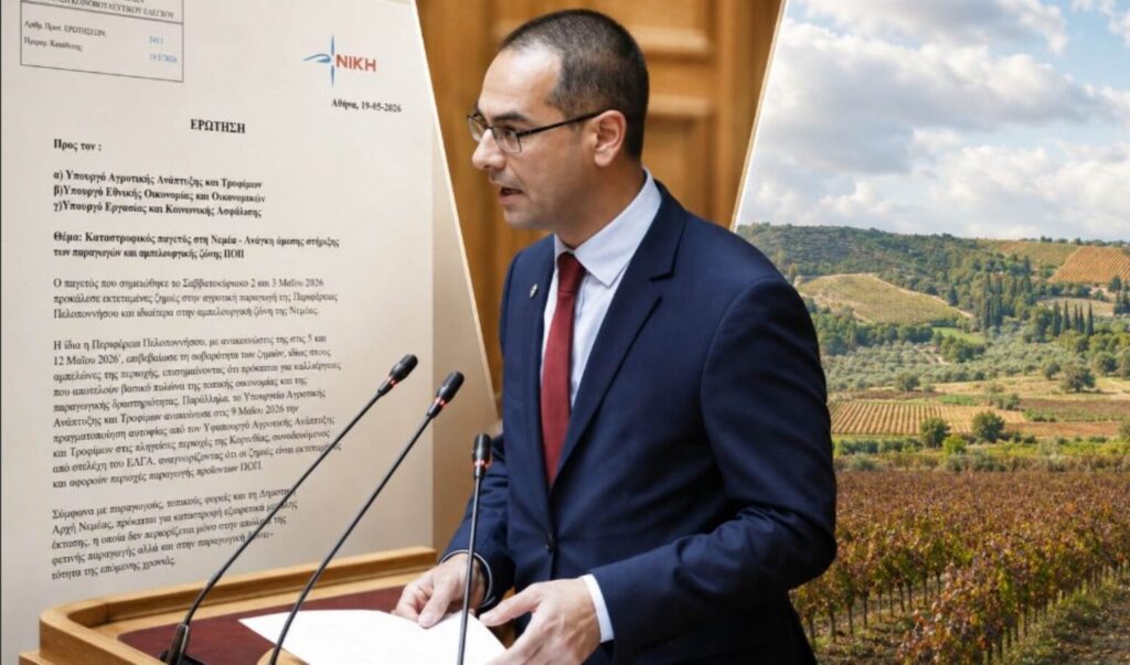 Ρούντας: Ζητάμε άμεση στήριξη της Νεμέας μετά τον καταστροφικό παγετό που διέλυσε την αμπελουργική παραγωγή