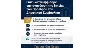 Για μια ΝΕΑ ΝΕΜΕΑ: Γιατί καταψηφίσαμε την ανανέωση της θητείας του Προέδρου του Δημοτικού Συμβουλίου