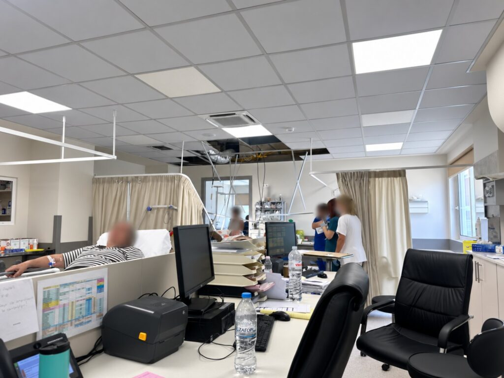 Για την κατάρευση τμήματος της οροφής στα Νέα ΤΕΠ του Νοσοκομείου Κορίνθου