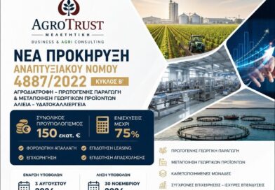 AGRO–TRUST Μελετητική: Νέα Προκήρυξη Αναπτυξιακού Νόμου 4887/2022 – Κύκλος Β’