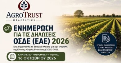 Agro-Trust Μελετητική Βασιλόπουλος Δημήτρης και Συνεργάτες -ΕΝΗΜΕΡΩΣΗ ΓΙΑ ΤΙΣ ΔΗΛΩΣΕΙΣ ΟΣΔΕ (ΕΑΕ) 2026
