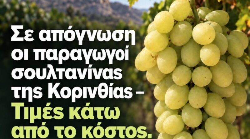 Σε απόγνωση οι παραγωγοί σουλτανίνας της Κορινθίας - Τιμές κάτω από το κόστος