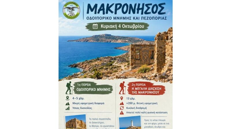 ΕΟΣ Κορίνθου: Μακρόνησος - Οδοιπορικό Μνήμης και Πεζοπορίας