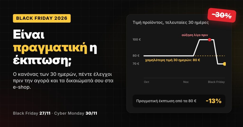 Black Friday 2026: πώς καταλαβαίνεις αν μια έκπτωση είναι πραγματική